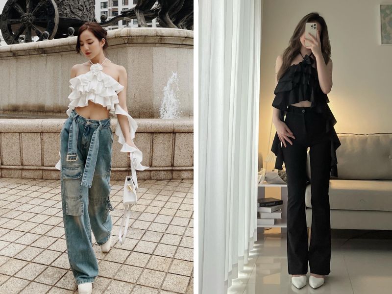 004e9304-ao-croptop-mac-voi-quan-gi17 Croptop bèo tầng cổ yếm đang được các nàng truy tìm nhiều nhất trong thời gian qua (Nguồn: Facebook Choose me / Facebook Mai Sang Clothing)