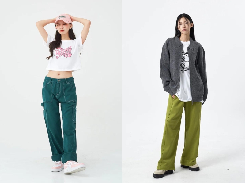 0187e0ce-ao-xanh-la-mac-voi-quan-mau-gi-121 Áo trắng là tông màu đơn giản, dễ phối đồ (Nguồn: Lewkin)
