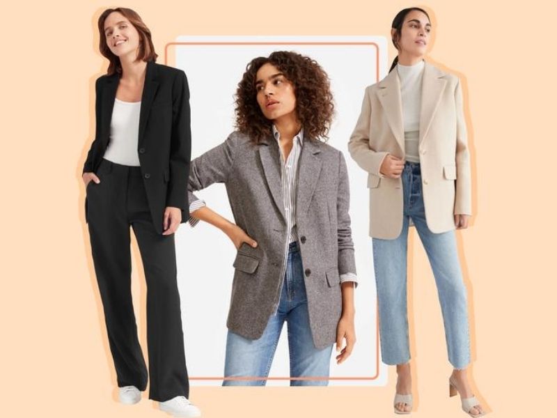 084a0090-phoi-do-voi-ao-blazer-nu-31 Áo blazer nữ dáng basic thường có một hàng khuy và hai túi nổi (Nguồn: New York Post)