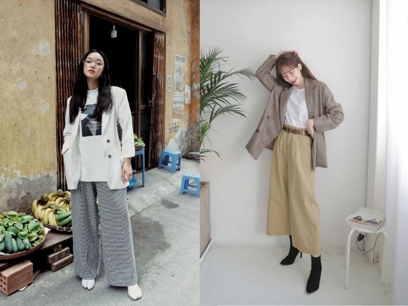 08839e8b-phoi-do-voi-ao-blazer-nu-46 Trẻ trung và thoải mái khi mặc là đặc điểm của blazer và quần ống rộng (Nguồn: ACFC)