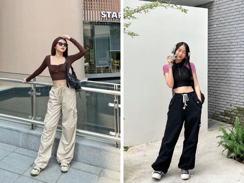 0a6314dd-ao-croptop-mac-voi-quan-gi6 Quần túi hộp là item không thể thiếu trong tủ đồ của các cô nàng cá tính (Nguồn: Facebook MÌ WORKSHOP / Facebook Secodee)