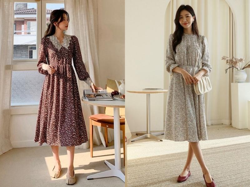 1bbfc412-cach-phoi-do-nu-88 Đầm hoa nhí là trang phục phù hợp với các bạn theo style ăn mặc nữ Hàn Quốc (Nguồn: kooding.com)