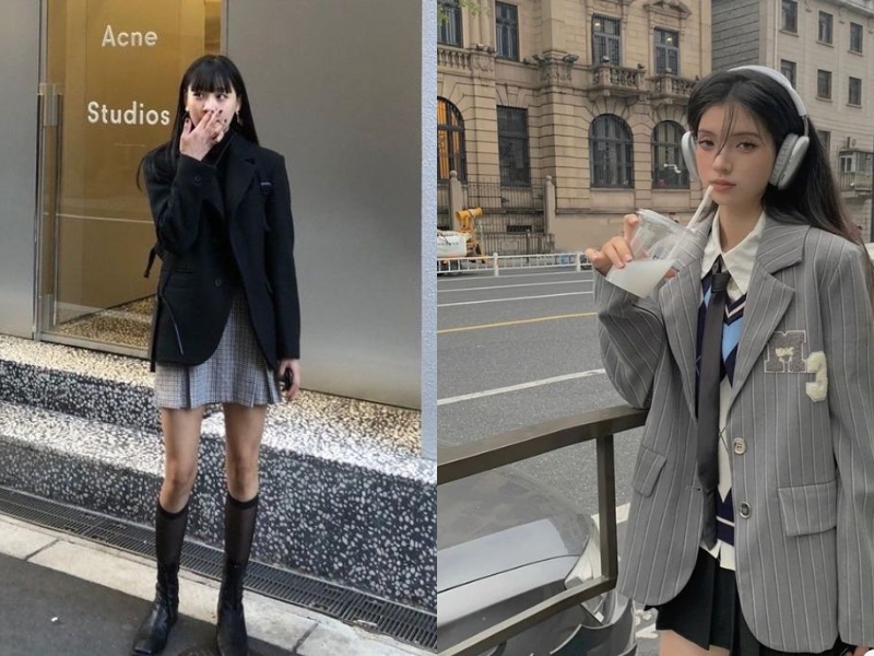 20503f8a-phoi-do-voi-chan-vay-xep-ly-ngan-17 Thanh lịch, trẻ trung với áo blazer (Nguồn: tal | Fashion Stylist - Pinterest)