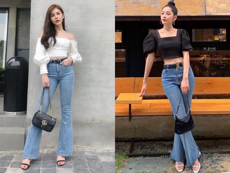 33d820e2-cach-phoi-do-nu-31 Quần ống loe cũng là trang phục thích hợp để phối cùng áo croptop (Nguồn: vietnamplus.vn và kenh14.vn)