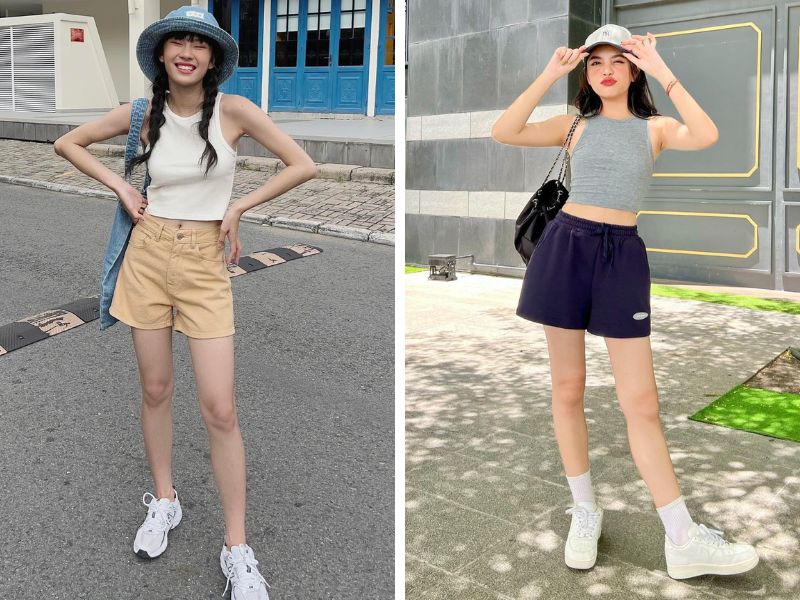 3571eb58-ao-croptop-mac-voi-quan-gi20 Những chiếc quần short thun luôn được các nàng tận dụng trong mùa hè (Nguồn: Facebook Len / Facebook Kido)