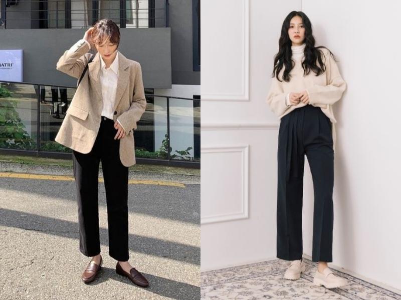 37592019-cach-phoi-do-nu-102 Giày da lười sẽ phù hợp khi phối style công sở (Nguồn: D+AF)