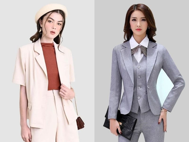 3bbea655-phoi-do-voi-ao-blazer-nu-20 Áo blazer nữ phối đồ thường có phần vai mềm mại hơn so với áo vest (Nguồn: Marc/ Đồng phục Hải Anh)