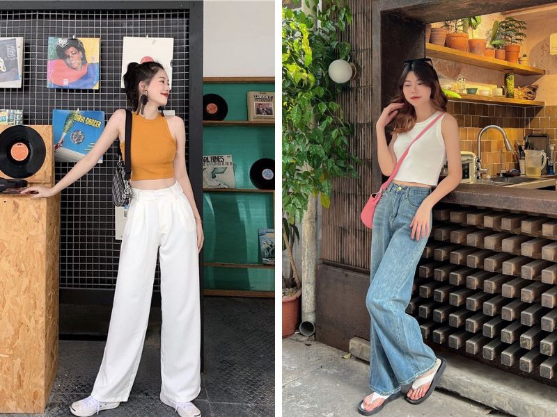 3e2f5d5e-ao-croptop-mac-voi-quan-gi1 Áo croptop sát nách luôn là lựa chọn hàng đầu trong mùa hè (Nguồn: Facebook Chushopee / Facebook Germe)