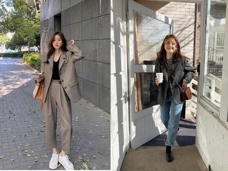3e5c0f84-phoi-do-voi-ao-blazer-nu-39 Quần baggy khi phối với áo blazer sẽ mang đến một diện mạo tươi trẻ hơn (Nguồn: Áo thun đẹp SG/NEC)