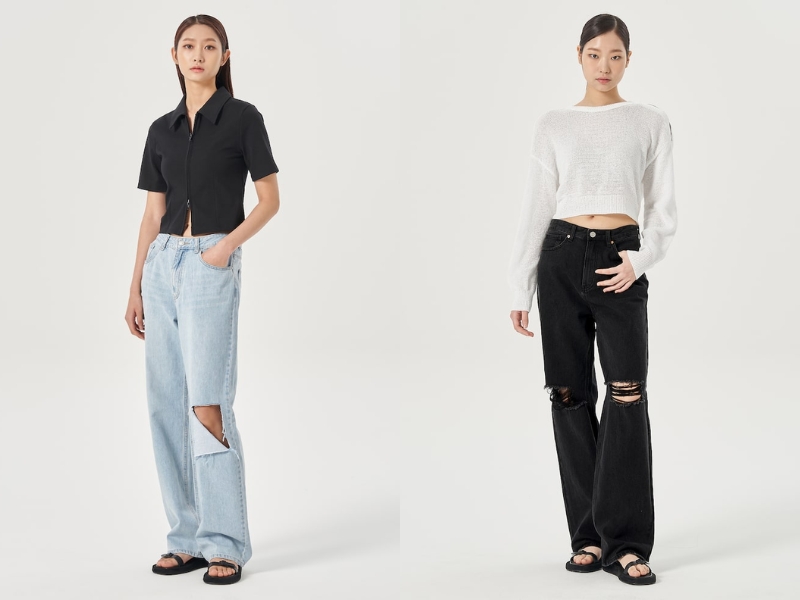 49bc34fe-cach-phoi-do-nu-90 Bạn cũng có thể chọn áo kiểu croptop phối cùng quần cạp cao khi theo đuổi style ăn mặc Hàn Quốc (Nguồn: kooding.com)