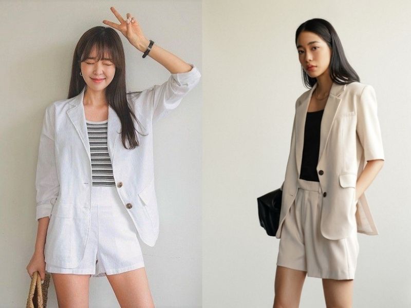 5186aa57-phoi-do-voi-ao-blazer-nu-37 Tươi mới và trẻ trung nhờ phối đồ với áo blazer nữ và quần short (Nguồn: Adayne.vn/ sosanhgia.vn)