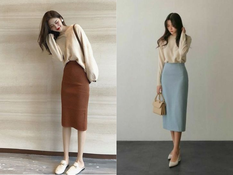 5b6aee5b-4 phối đồ chân váy bút chì và áo len