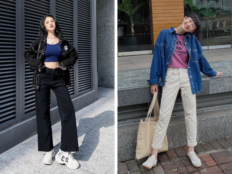 5cb22f97-ao-croptop-mac-voi-quan-gi22 Đừng bỏ lỡ outfit phá cách với áo khoác jean (Nguồn: Yoona F&C / Facebook Len)