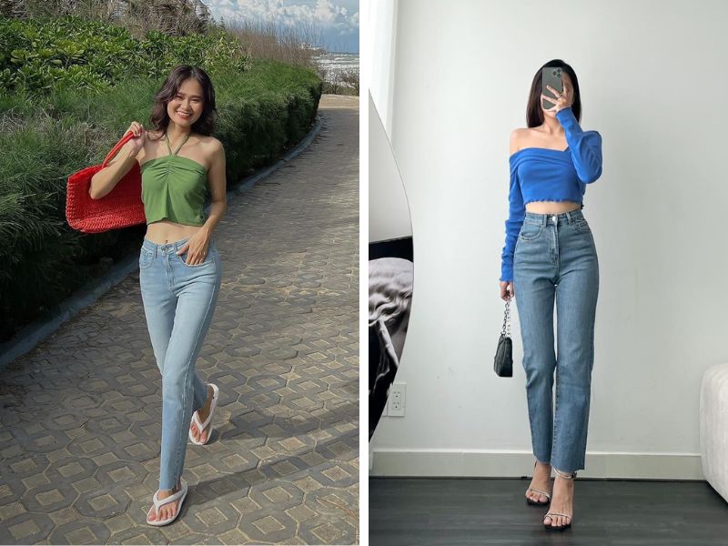 66117935-ao-croptop-mac-voi-quan-gi11 Quần jeans ôm tạo phong cách thanh lịch, trẻ trung (Nguồn: Facebook Len / Facebook Rever.Clothing)