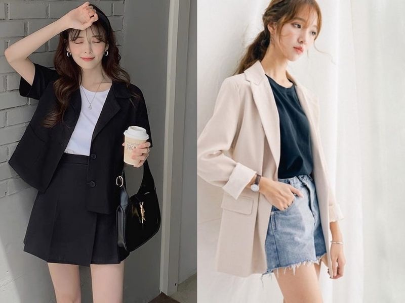 68a7d3c3-phoi-do-voi-ao-blazer-nu-18 Phối đồ với áo blazer nữ và một chiếc áo thun đơn giản nhưng rất thu hút (Nguồn: Thẩm Đặng Store/ Shopee.vn)