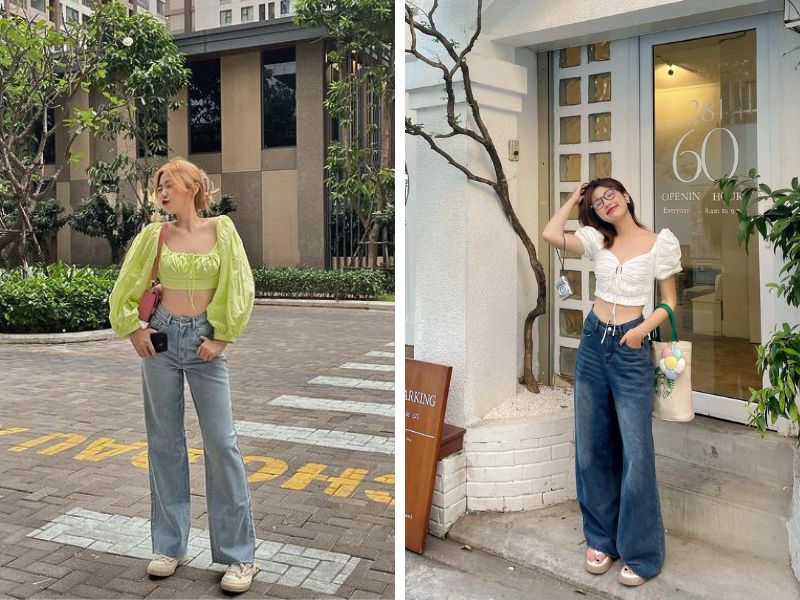 73ac1234-ao-croptop-mac-voi-quan-gi12 Điệu đà cùng áo croptop tay phồng (Nguồn: Instagram @berrybingooo)