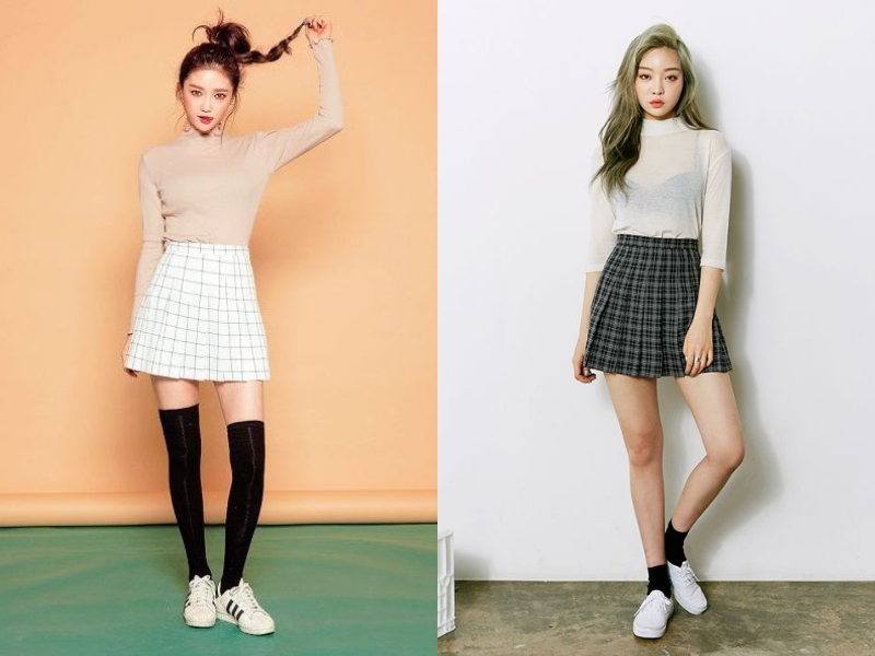 7683c03f-phoi-do-voi-chan-vay-xep-ly-ngan-14 Cuốn hút khi phối với áo cổ lọ (Nguồn: afamily, wendy ! - Pinterest)