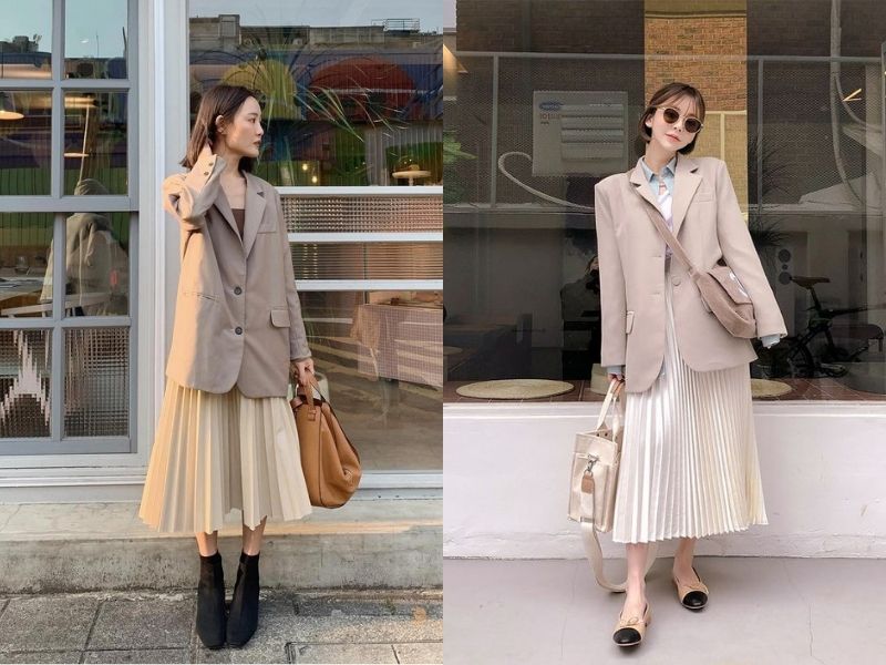76b23ccb-phoi-do-voi-ao-blazer-nu-35 Cách phối đồ này cũng thể hiện nét đẹp nữ tính, đằm thắm (Nguồn: Ngôi Sao - VnExpress/aFamily)
