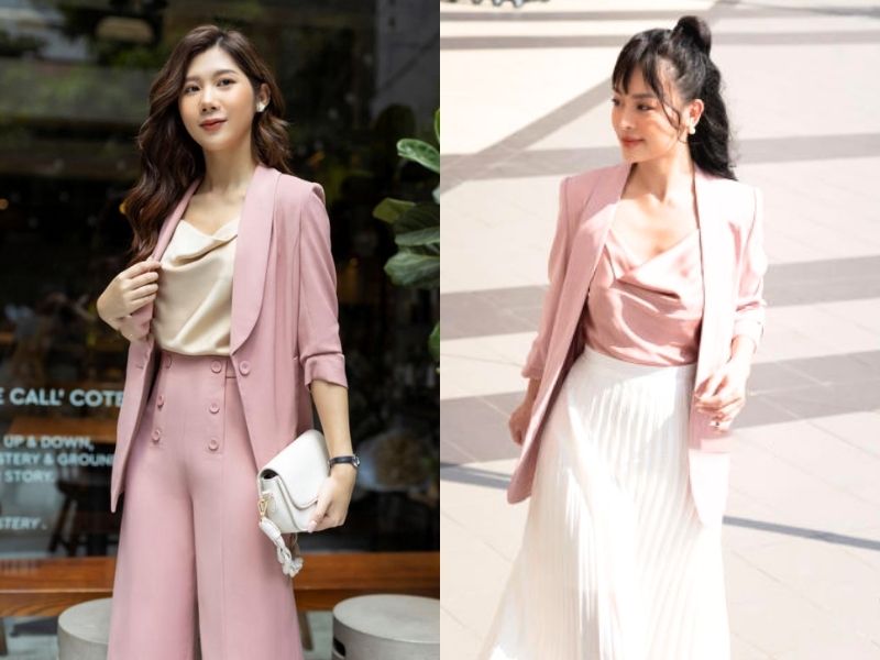 76c9f20b-phoi-do-voi-ao-blazer-nu-24 Bạn có thể sử dụng áo cổ đổ để phối đồ với áo blazer nữ khi đi làm (Nguồn: Lalya Fashion)