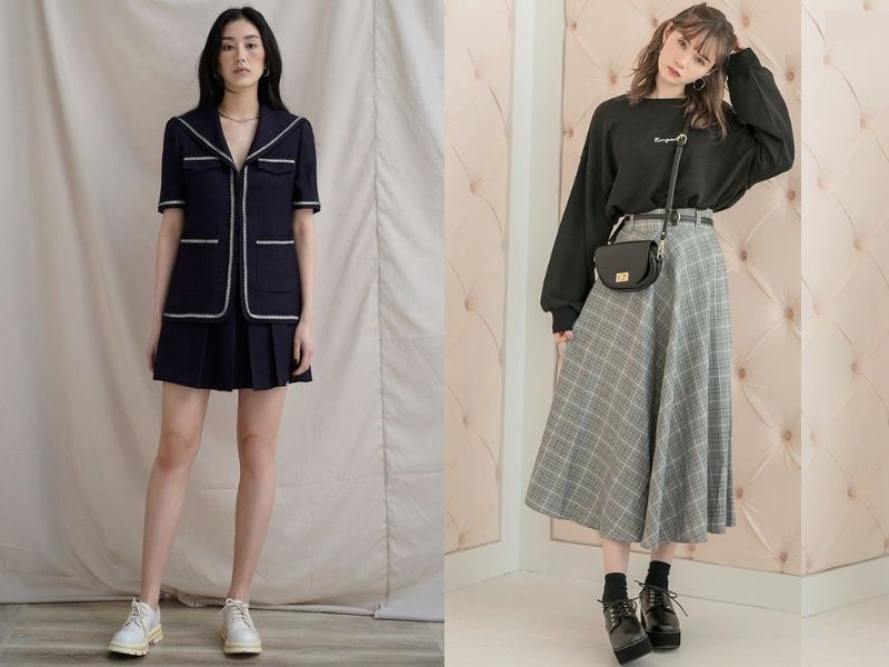81eb3227-phoi-do-voi-giay-oxford-nu-11 Váy xòe là item quốc dân (Nguồn: chancosvn.com & Babe n Bear / Pinterest)