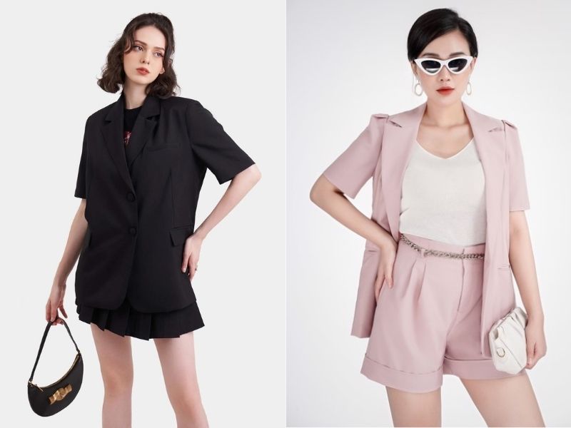 856dc742-phoi-do-voi-ao-blazer-nu-57 Cách phối đồ với blazer hồng và quần hồng tone sur tone(Nguồn: Marc/ Patino)