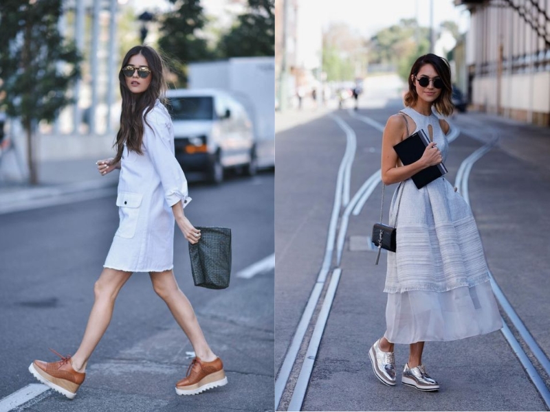 9201b01f-phoi-do-voi-giay-oxford-nu-23 Áo đầm trắng giúp người mặc thêm kiêu kỳ (Nguồn: Paola Alberdi & WordPress.com/ Pinterest)