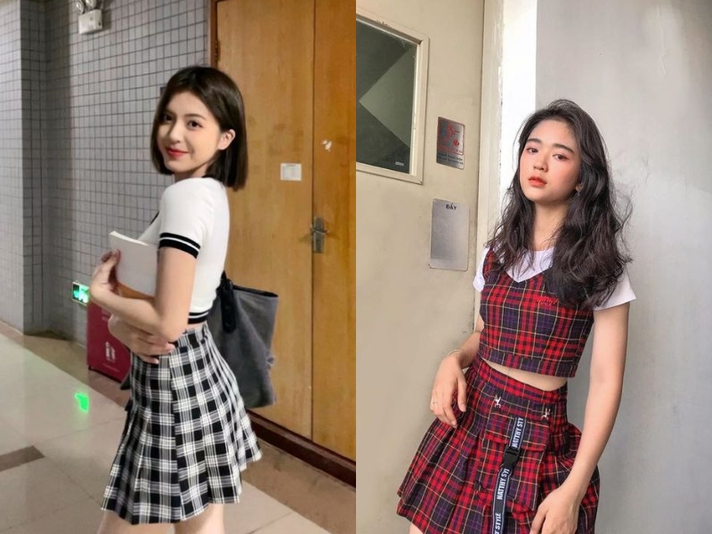 b021c284-phoi-do-voi-chan-vay-xep-ly-ngan-4 Phối đồ hợp thời trang với áo croptop cá tính (Nguồn: Vera Festival, Isa - Pinterest)
