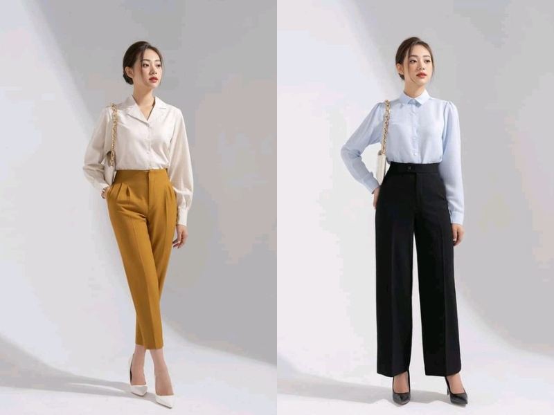 c5e7dcc2-cach-phoi-do-nu-87 Quần tây cũng là lựa chọn dễ phối đồ cho các bạn nữ công sở (Nguồn: yesstyle.com)