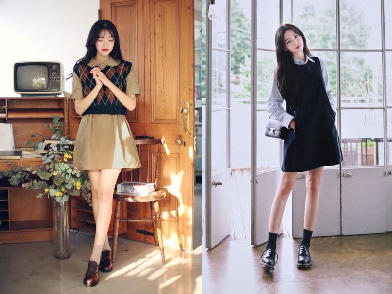 cd06a69c-phoi-do-voi-giay-oxford-nu-13 Áo đầm thích hợp phối cùng giày Oxford (Nguồn: pinimg.com & Mint.Tang/ Pinterest)