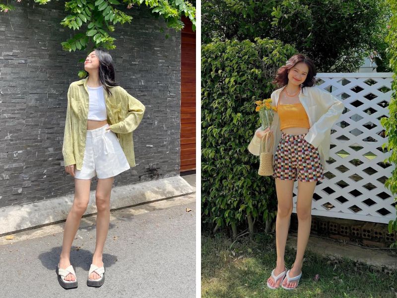d04a2103-ao-croptop-mac-voi-quan-gi21 Phối áo sơ mi oversize là outfit đốn tim các nàng mùa hạ này (Nguồn: Facebook Libé / Facebook Len)