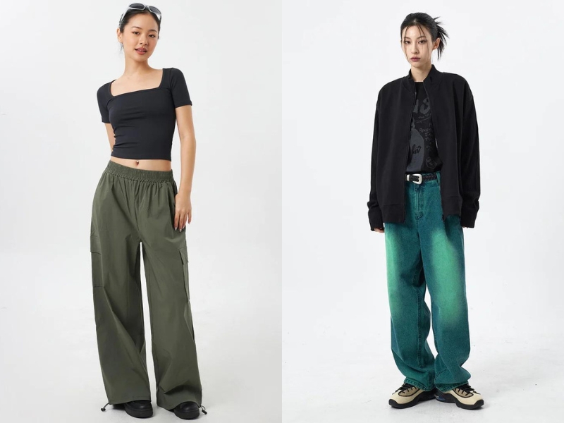 f2dd6dc7-ao-xanh-la-mac-voi-quan-mau-gi-11 Áo đen giúp bạn có được bộ trang phục mới nhiều phong cách khác nhau (Nguồn: Kooding, Lewkin)