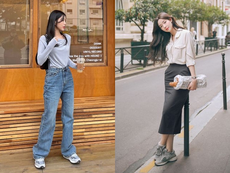 f95b2f08-cach-phoi-do-nu-106 Giày sneaker chunky sẽ giúp bạn tôn dáng hơn (Nguồn: Korean và vogue.com)
