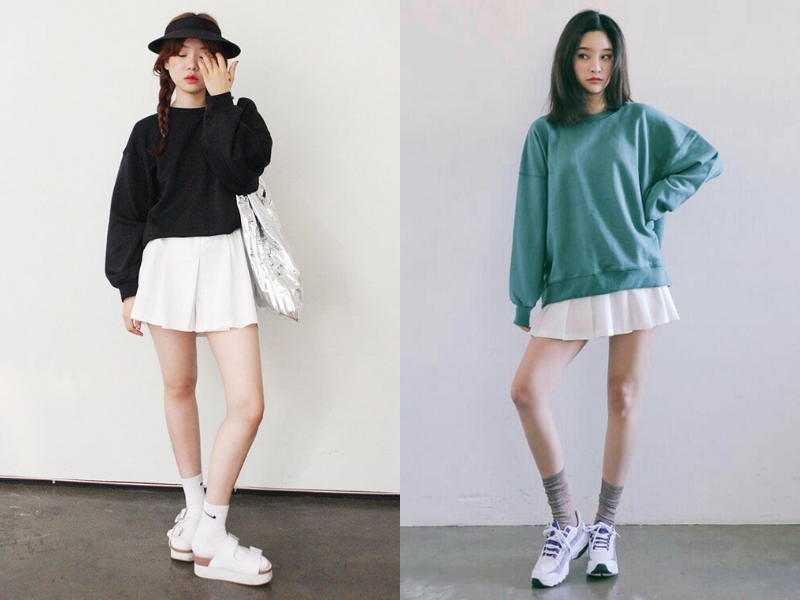fde0cb72-phoi-do-voi-chan-vay-xep-ly-ngan-15 Phối áo sweater với phong cách highteen cổ điển (Nguồn: Jungw0nnnn, Nifei - Pinterest)