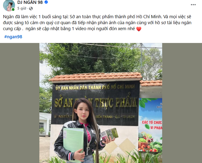 Ngân 98 đã trình diện Sở An toàn Thực phẩm TP HCM về vụ sản phẩm giảm cân- Ảnh 1.